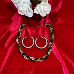 Necklace and hoop earrings